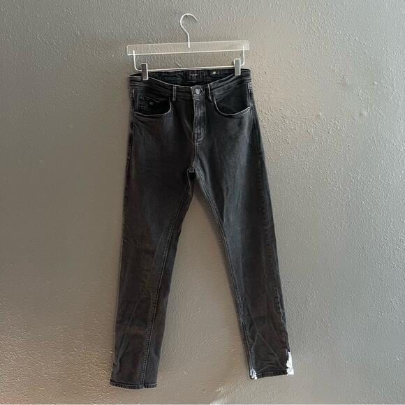 Massimo Dutti Slim Fit Black Wash Jeans Size 30/32 - Picture 1 of 7